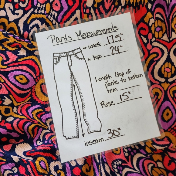 NWT Boden Grace Ikat Navy Pink Coral Crinkle Wide Leg Pull On Pants Size 14 - Picture 9 of 9